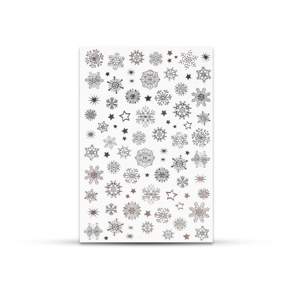 Adhesivo para uñas CN Water, copos de nieve plateados