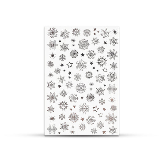 Adhesivo para uñas CN Water, copos de nieve plateados